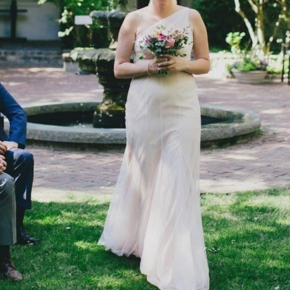 COPY - Monique Lhuillier bridesmaid dress in blush tulle